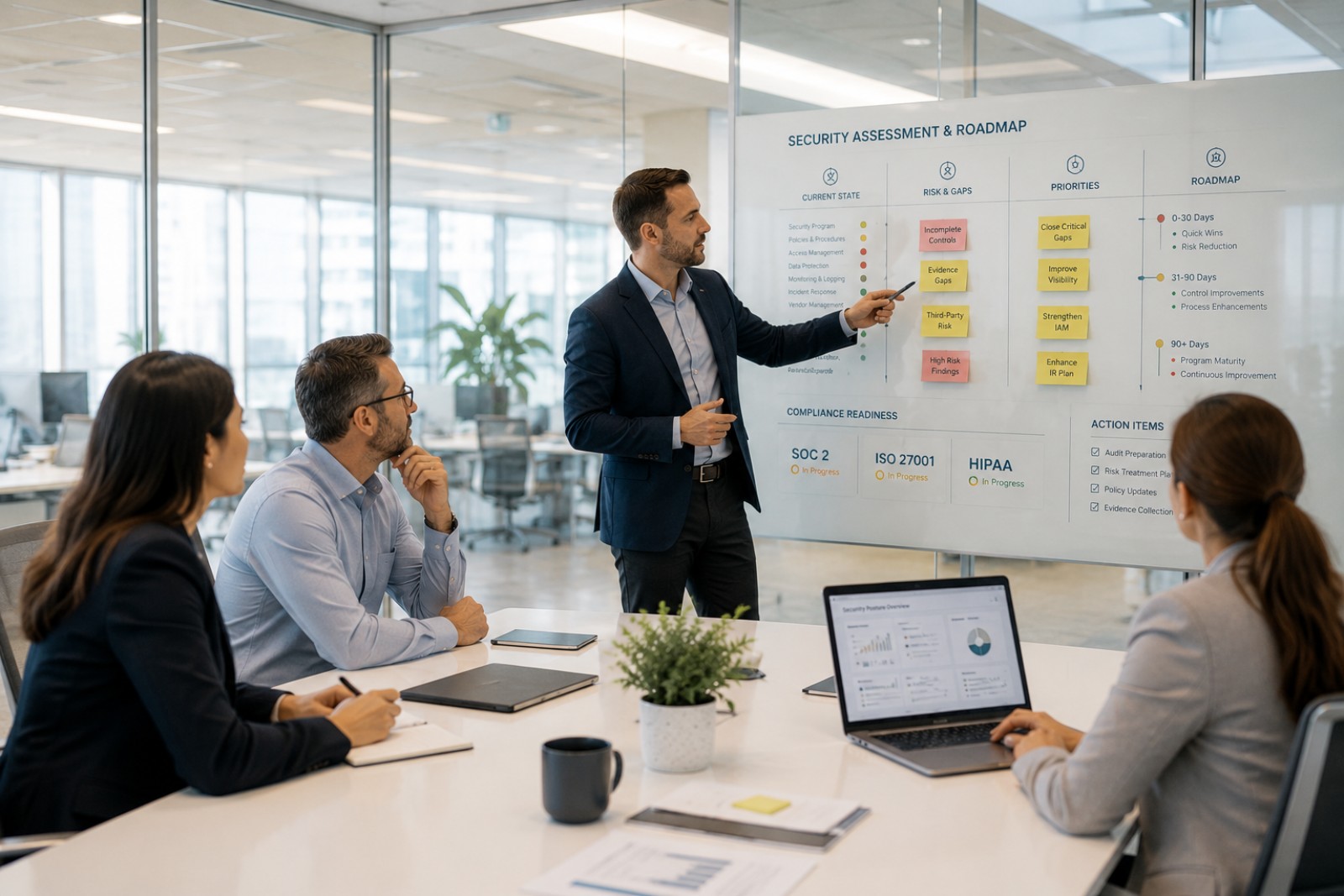 Cyber security consultants in boardroom